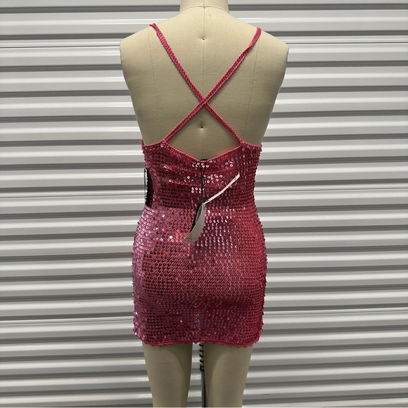 Retrofete Elliana Sequin Crochet Dress XS/S Pink - Picture 3 of 4